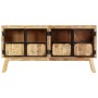 Aparador madera maciza mango en bruto marrón negro 160x30x80 cm de vidaXL, Aparadores - Ref: Foro24-247994, Precio: 441,86 €,...