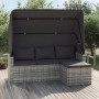 Sofá jardín 3 plazas con toldo y taburete ratán sintético gris de vidaXL, Sofás de exterior - Ref: Foro24-362335, Precio: 323...