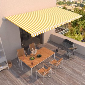 Toldo retráctil automático amarillo y blanco 600x350 cm de vidaXL, Toldos - Ref: Foro24-3069048, Precio: 727,15 €, Descuento: %