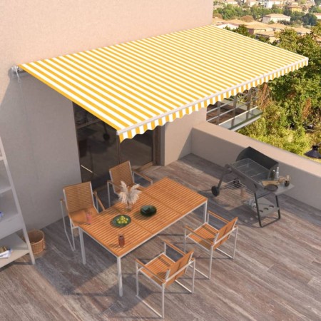 Toldo retráctil automático amarillo y blanco 600x350 cm de vidaXL, Toldos - Ref: Foro24-3069048, Precio: 727,15 €, Descuento: %
