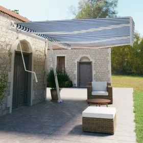 Automatic blue and white freestanding awning 600x350 cm by vidaXL, Awnings - Ref: Foro24-3069686, Price: 885,41 €, Discount: %