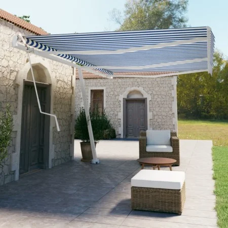 Toldo de pie automático azul y blanco 600x350 cm de vidaXL, Toldos - Ref: Foro24-3069686, Precio: 885,41 €, Descuento: %