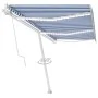 Toldo de pie automático azul y blanco 600x350 cm de vidaXL, Toldos - Ref: Foro24-3069686, Precio: 885,41 €, Descuento: %