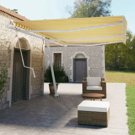 Toldo de pie automático amarillo y blanco 600x350 cm de vidaXL, Toldos - Ref: Foro24-3069688, Precio: 885,02 €, Descuento: %