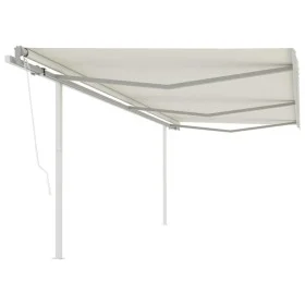 Toldo retráctil automático con postes crema 6x3,5 m de vidaXL, Toldos - Ref: Foro24-3070087, Precio: 903,99 €, Descuento: %