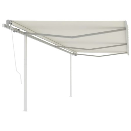 Toldo retráctil automático con postes crema 6x3,5 m de vidaXL, Toldos - Ref: Foro24-3070087, Precio: 866,58 €, Descuento: %