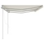 Toldo retráctil automático con postes crema 6x3,5 m de vidaXL, Toldos - Ref: Foro24-3070087, Precio: 866,58 €, Descuento: %