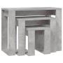 Mesas apilables 3 piezas madera contrachapada gris hormigón de vidaXL, Mesas auxiliares - Ref: Foro24-808607, Precio: 44,04 €...