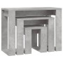 Mesas apilables 3 piezas madera contrachapada gris hormigón de vidaXL, Mesas auxiliares - Ref: Foro24-808607, Precio: 44,04 €...