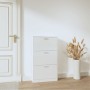 Mueble zapatero madera contrachapada blanco brillo 59x17x108 cm en Zapateros y organizadores de calzado | Comprar online en Foru