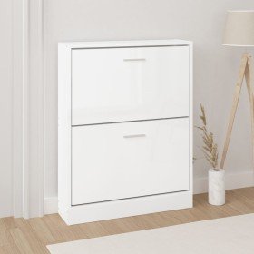 Mueble zapatero madera contrachapada blanco brillo 59x17x81 cm en Zapateros y organizadores de calzado | Comprar online en Foru.