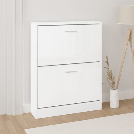 Mueble zapatero madera contrachapada blanco brillo 59x17x81 cm en Zapateros y organizadores de calzado | Comprar online en Foru.
