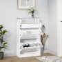 Mueble zapatero madera contrachapada blanco brillo 63x24x104 cm en Zapateros y organizadores de calzado | Comprar online en Foru