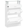 Mueble zapatero madera contrachapada blanco brillo 63x24x104 cm en Zapateros y organizadores de calzado | Comprar online en Foru