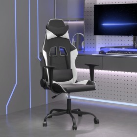 Silla gaming de masaje cuero sintético negro y blanco en Sillas gaming | Comprar online en Foru.es