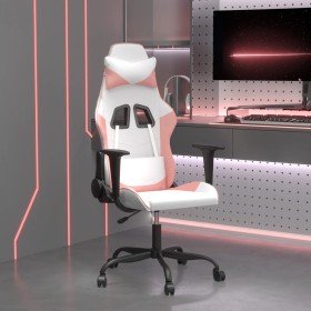 Silla gaming de masaje cuero sintético blanco y rosa en Sillas gaming | Comprar online en Foru.es