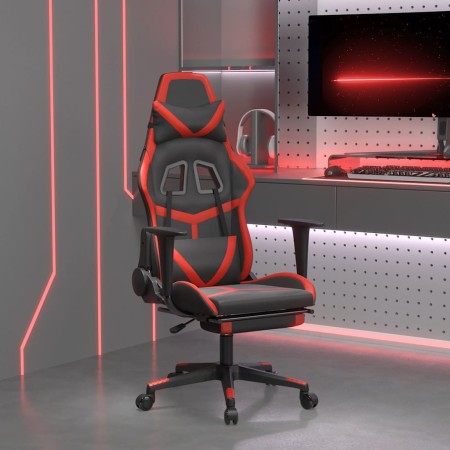 Silla gaming de masaje y reposapiés cuero sintético negro rojo en Sillas gaming | Comprar online en Foru.es