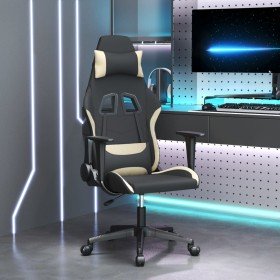 Silla gaming de masaje de tela negro y crema en Sillas gaming | Comprar online en Foru.es