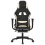 Silla gaming de masaje con reposapiés tela negro y crema en Sillas gaming | Comprar online en Foru.es