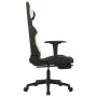 Silla gaming de masaje con reposapiés tela negro y crema en Sillas gaming | Comprar online en Foru.es