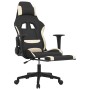Silla gaming de masaje con reposapiés tela negro y crema en Sillas gaming | Comprar online en Foru.es