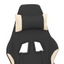 Silla gaming de masaje con reposapiés tela negro y crema en Sillas gaming | Comprar online en Foru.es