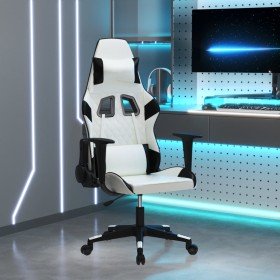 Silla gaming de masaje cuero sintético blanco y negro en Sillas gaming | Comprar online en Foru.es