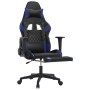 Silla gaming de masaje y reposapiés cuero sintético negro azul en Sillas gaming | Comprar online en Foru.es