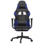 Silla gaming de masaje y reposapiés cuero sintético negro azul en Sillas gaming | Comprar online en Foru.es