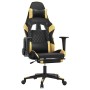 Silla gaming masaje y reposapiés cuero sintético negro dorado en Sillas gaming | Comprar online en Foru.es