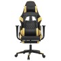 Silla gaming masaje y reposapiés cuero sintético negro dorado en Sillas gaming | Comprar online en Foru.es