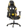 Silla gaming masaje y reposapiés cuero sintético negro dorado en Sillas gaming | Comprar online en Foru.es