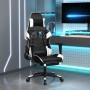 Silla gaming masaje y reposapiés cuero sintético negro blanco en Sillas gaming | Comprar online en Foru.es