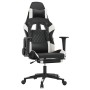 Silla gaming masaje y reposapiés cuero sintético negro blanco en Sillas gaming | Comprar online en Foru.es
