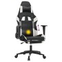 Silla gaming masaje y reposapiés cuero sintético negro blanco en Sillas gaming | Comprar online en Foru.es