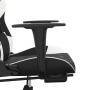 Silla gaming masaje y reposapiés cuero sintético negro blanco en Sillas gaming | Comprar online en Foru.es
