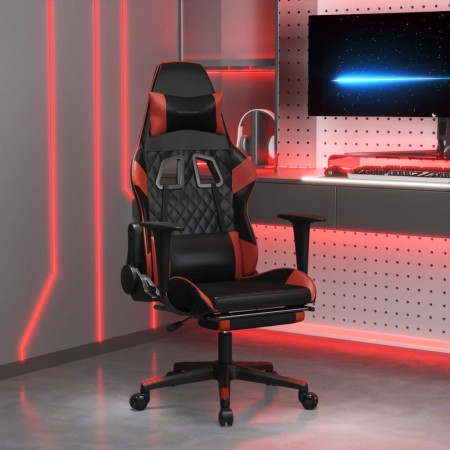 Silla gaming masaje reposapiés cuero sintético negro rojo tinto en Sillas gaming | Comprar online en Foru.es