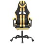 Silla gaming giratoria reposapiés cuero sintético negro dorado en Sillas gaming | Comprar online en Foru.es