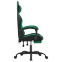 Silla gaming giratoria y reposapiés cuero sintético negro verde en Sillas gaming | Comprar online en Foru.es