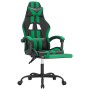 Silla gaming giratoria y reposapiés cuero sintético negro verde en Sillas gaming | Comprar online en Foru.es