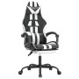 Silla gaming giratoria reposapiés cuero sintético negro blanco en Sillas gaming | Comprar online en Foru.es
