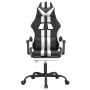 Silla gaming giratoria reposapiés cuero sintético negro blanco en Sillas gaming | Comprar online en Foru.es