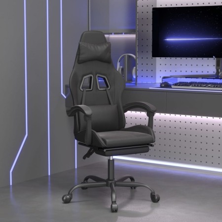 Silla gaming giratoria y reposapiés cuero sintético negro en Sillas gaming | Comprar online en Foru.es
