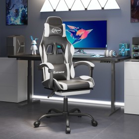 Silla gaming giratoria reposapiés cuero sintético negro blanco en Sillas gaming | Comprar online en Foru.es