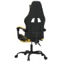 Silla gaming giratoria reposapiés cuero sintético negro dorado en Sillas gaming | Comprar online en Foru.es