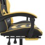 Silla gaming giratoria reposapiés cuero sintético negro dorado en Sillas gaming | Comprar online en Foru.es