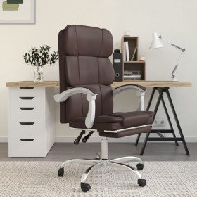 Silla de oficina reclinable cuero sintético marrón en Sillas de oficina | Comprar online en Foru.es