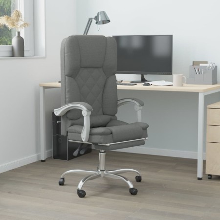 Silla de oficina reclinable con masaje de tela gris oscuro en Sillas de oficina | Comprar online en Foru.es