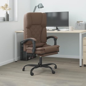 Silla de oficina reclinable masaje cuero sintético marrón en Sillas de oficina | Comprar online en Foru.es