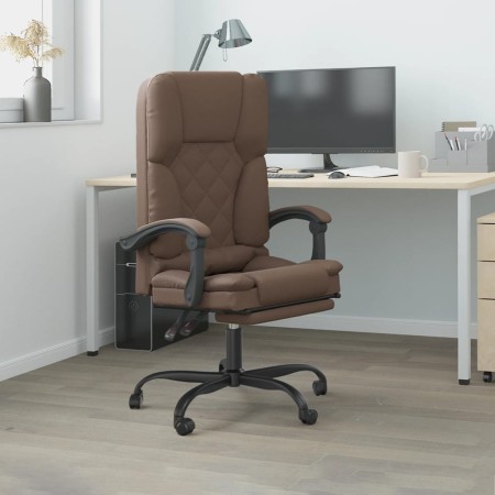 Silla de oficina reclinable masaje cuero sintético marrón en Sillas de oficina | Comprar online en Foru.es